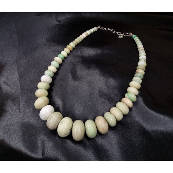 Jay King DTR Sterling Silver Chrysoprase Bead Necklace Graduated - Picture 2 of 4